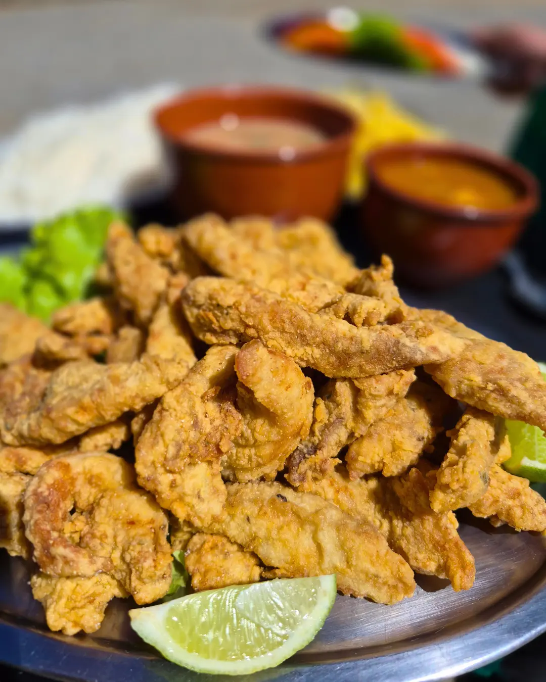 Porção de isca de peixe frita